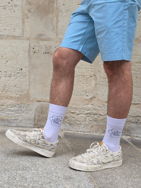 Luky Tagline Socks – White with Red Bottom