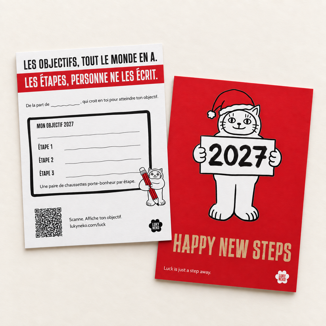 Happy New Steps card, front and back