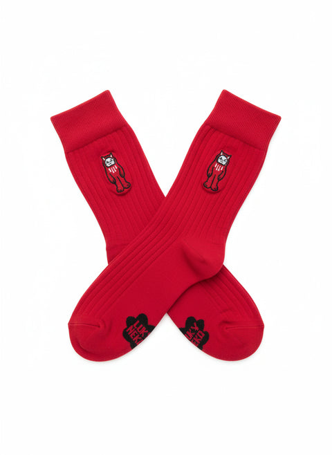 Luky Embroidered Socks – All Red