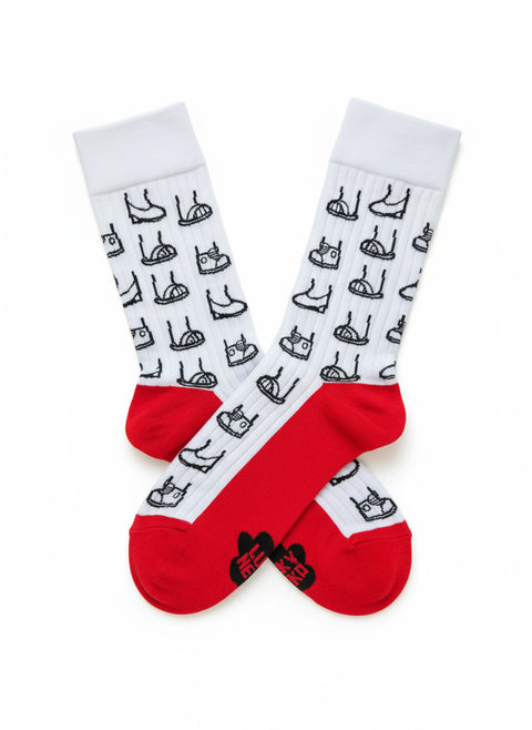 Luky Paw Print Socks – White with Red Bottom