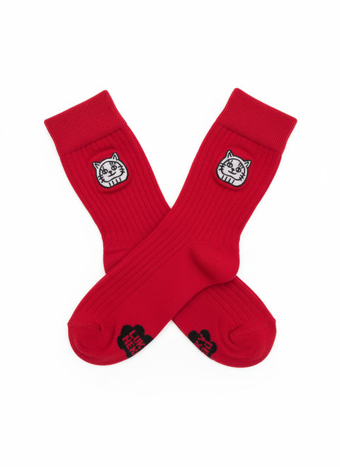 Luky Cat Head Socks – All Red